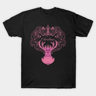 Pink Christmas deer T-Shirt